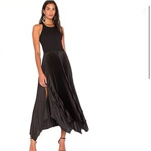 Black Theory halter tank pleated silk skirt maxi dress size P/XS or XXS